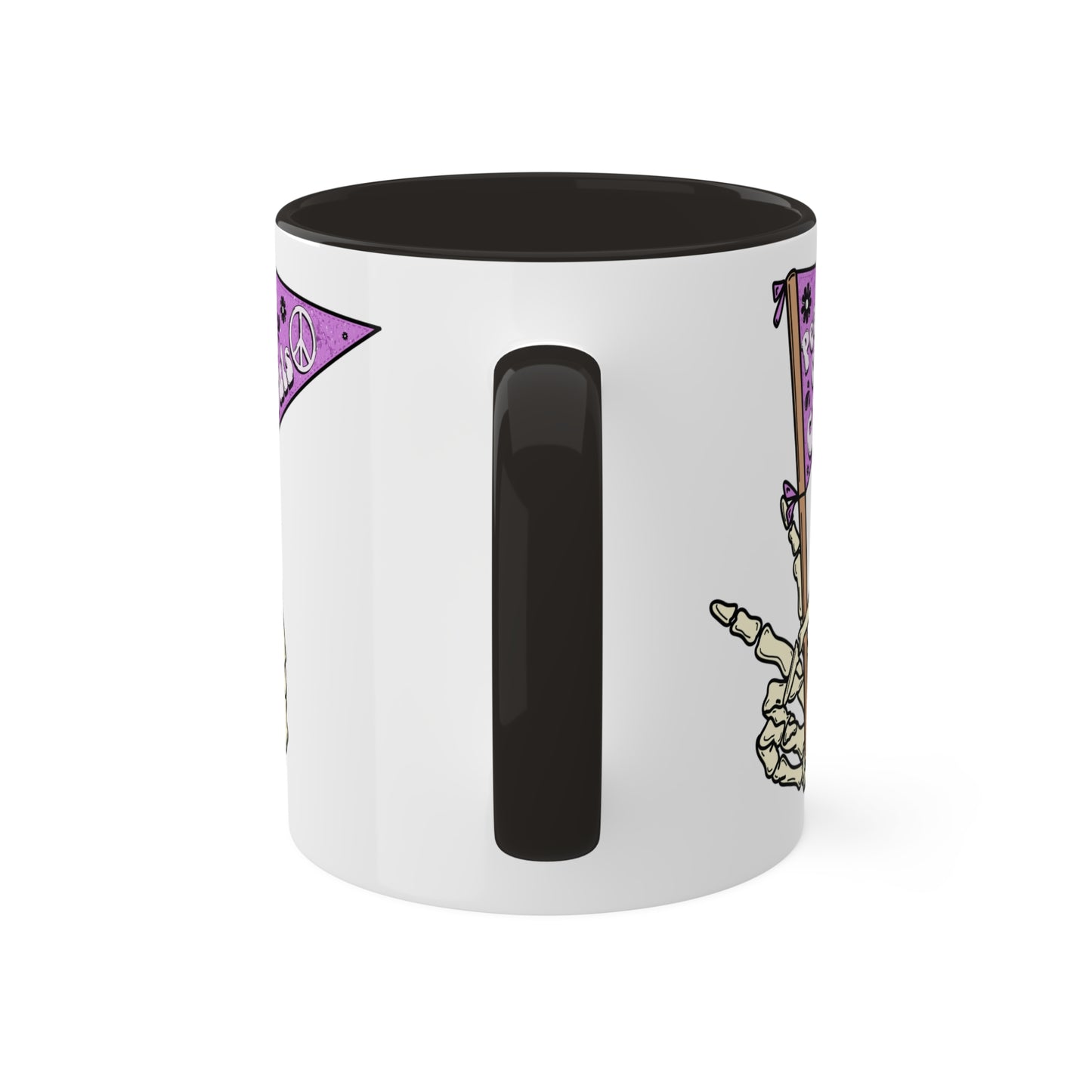 Peace Out Ghouls Spooky Season Mug | Fall Coffee Mug with color inside and color handles