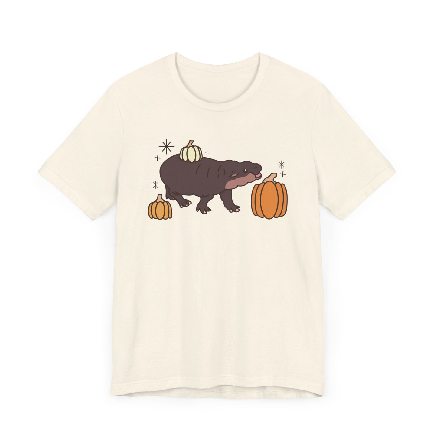 Pygmy Hippo Pumpkin Halloween Unisex Fit Graphic Tee | Ladies Fall T-Shirt