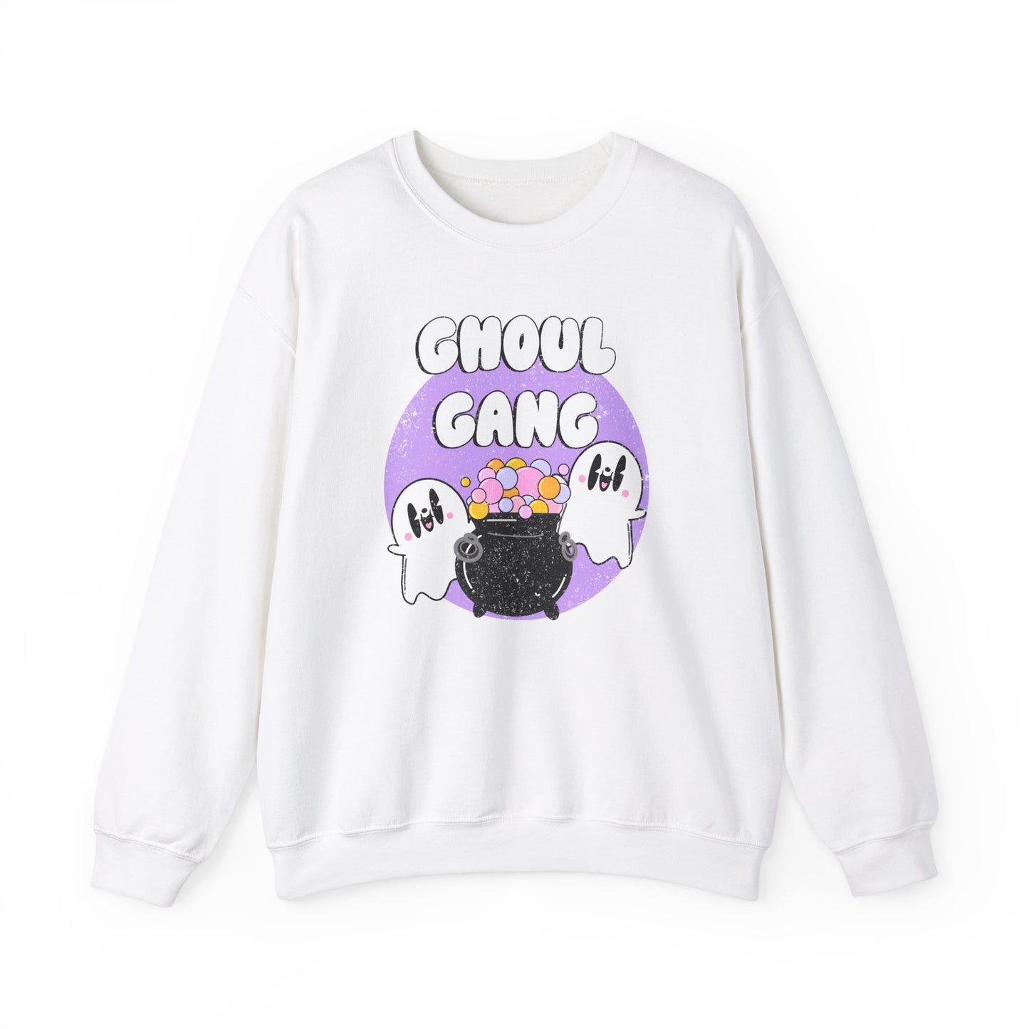 Ghoul Gang Spooky Season Pullover Sweatshirt | Ghost Retro Crewneck Adult Unisex Fit Sweatshirt