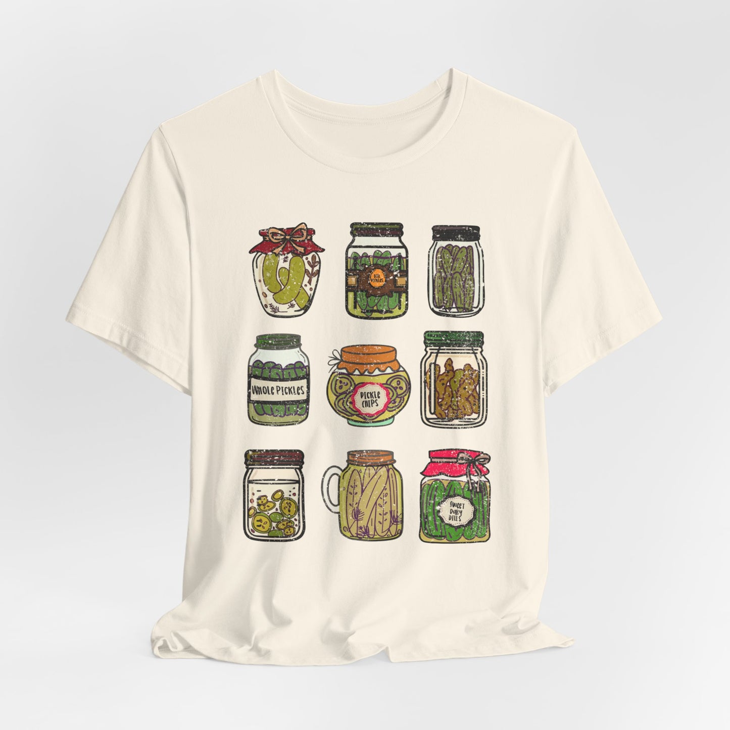 Pickle Jar Graphic Tee | Assorted Pickle Jar Design Tee |  Foodie Shirt for Pickle Enthusiasts | Pickle Gifts | Pickle Lover Graphic Shirt