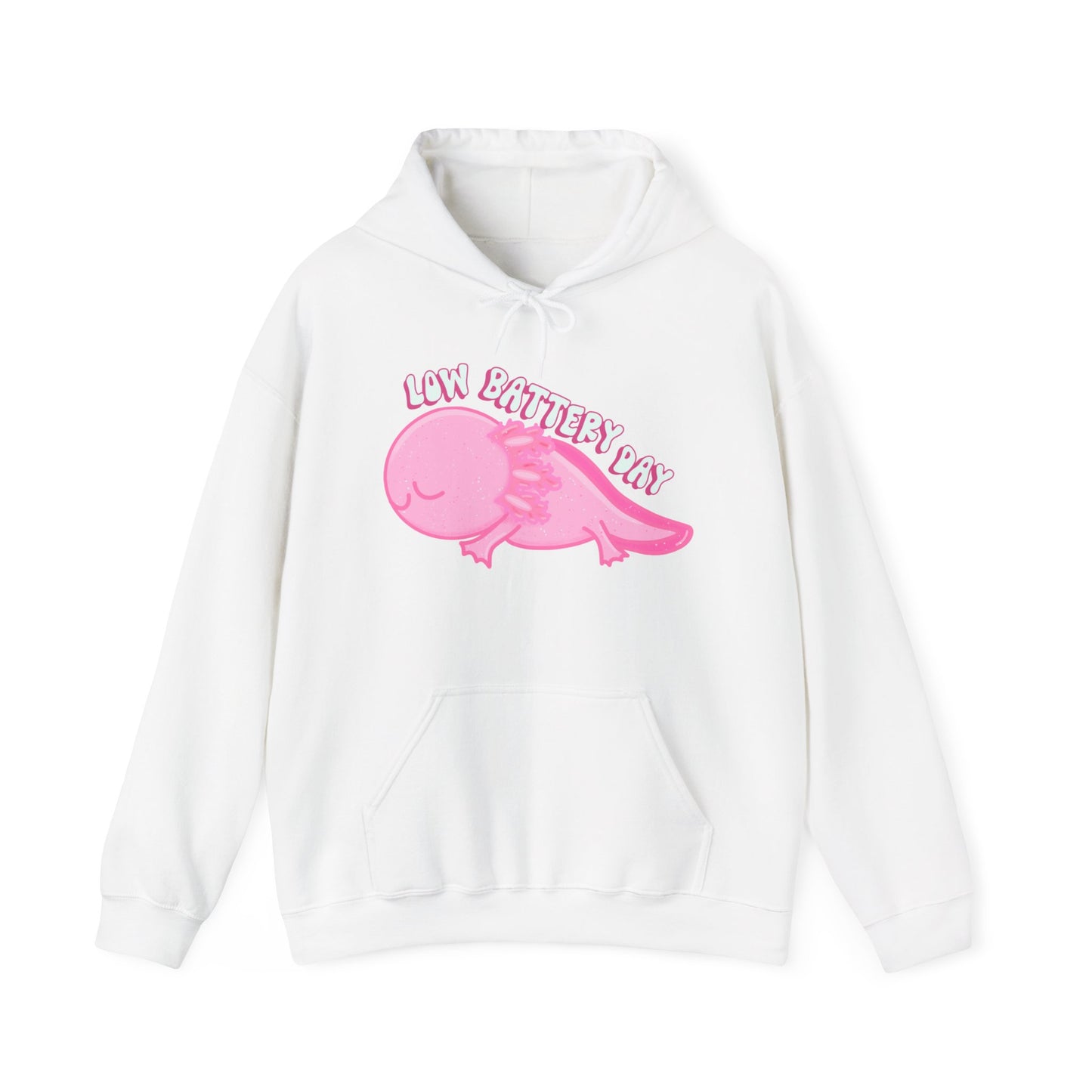 Low Battery Day Sleepy Axolotl Hoodie Sweatshirt - Cozy Hooded Pullover- Axolotl Lovers Gift - Lazy Day Attire"