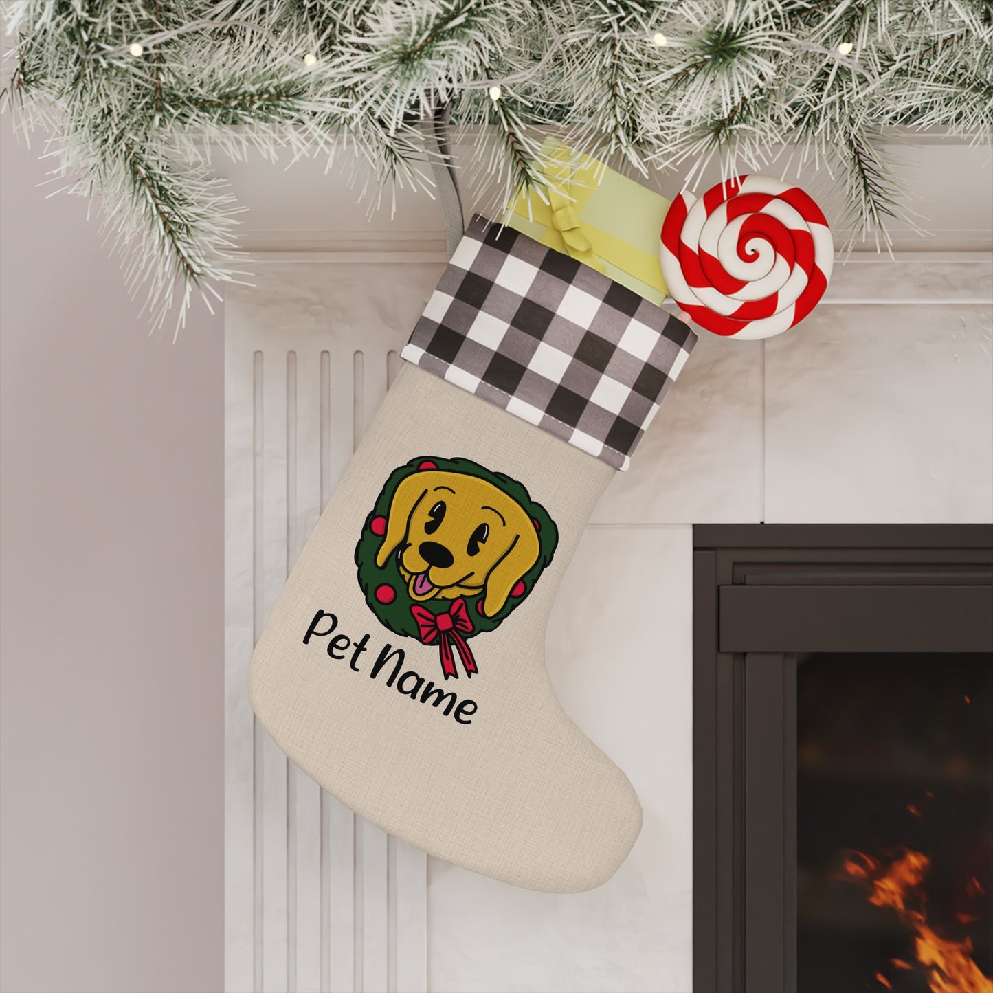 Golden Retriever Pet Personalized Name Christmas Stocking