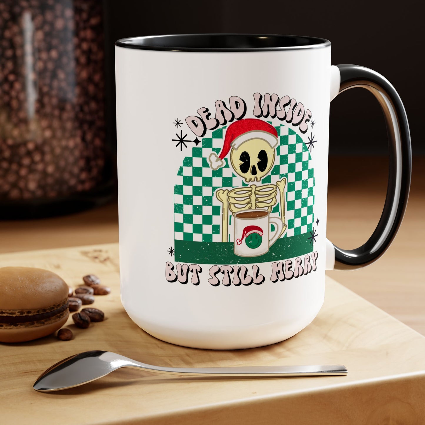 Dead Inside But Still Merry Christmas Coffee Mug | Skeleton Xmas Mug | Dark Humor Gift | Quirky Holiday Cup