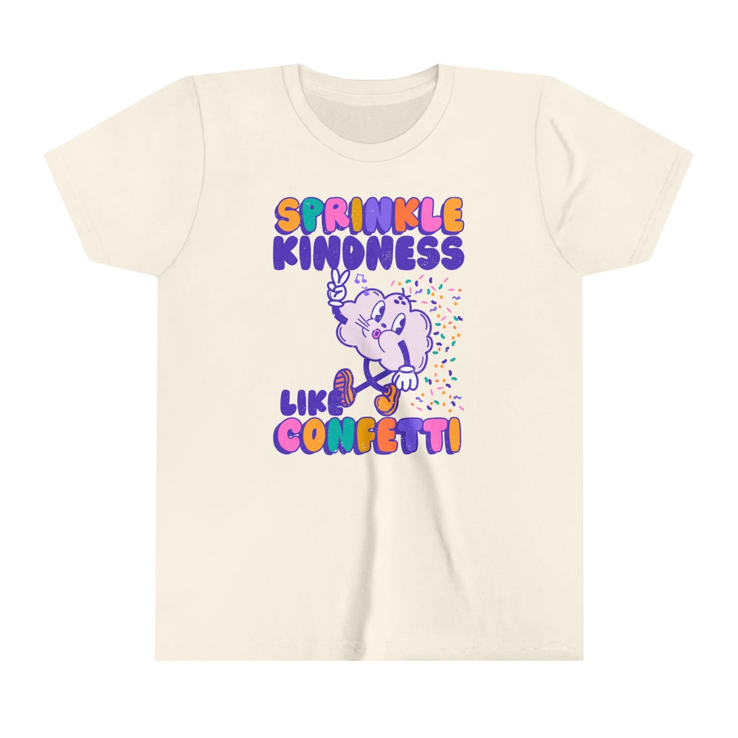 Kids Sprinkle Kindness Like Confetti Retro Tee | Inspirational Youth T-Shirt | Positive Vibes Kid Shirt | Kindness Kid Tee | Cloud tee