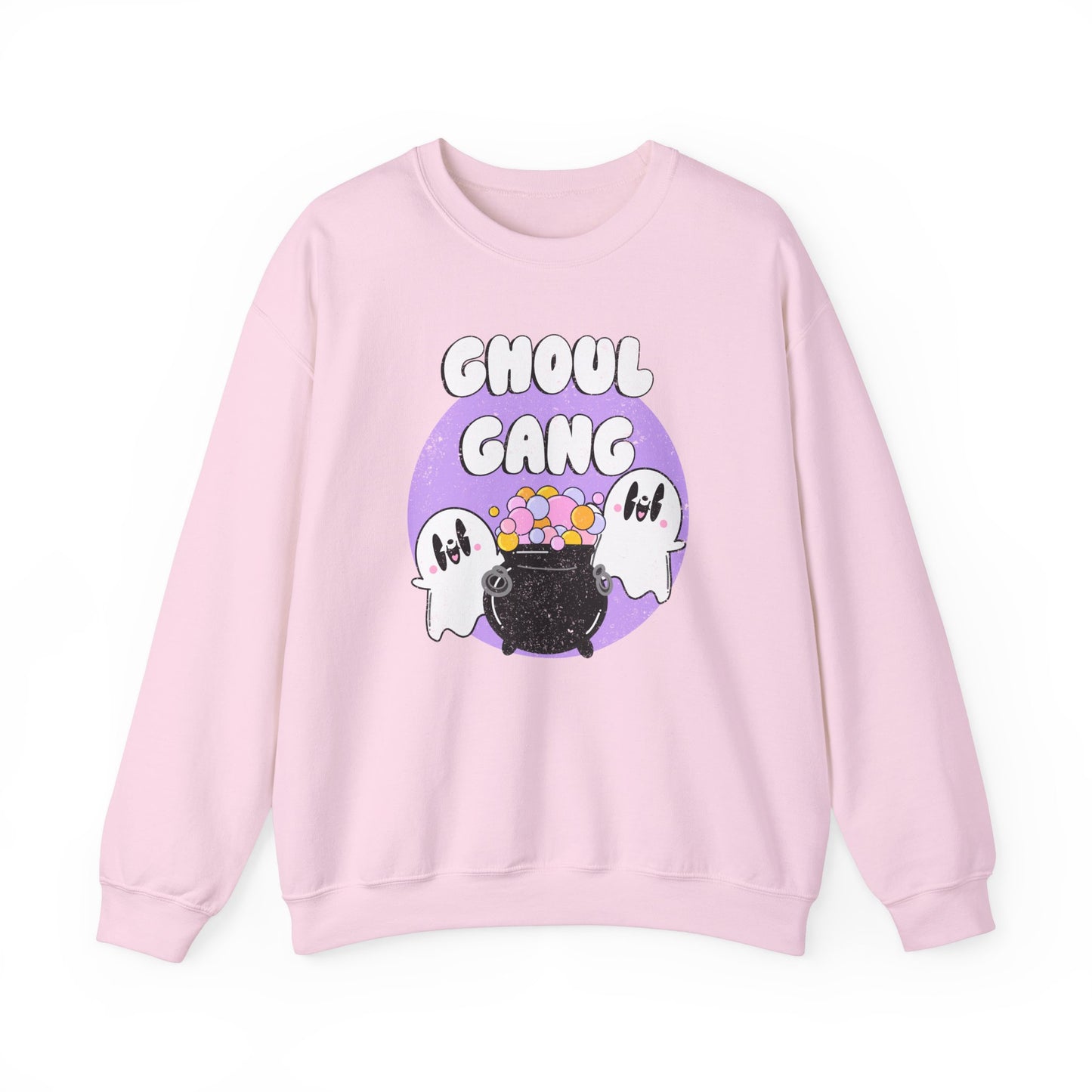 Ghoul Gang Spooky Season Pullover Sweatshirt | Ghost Retro Crewneck Adult Unisex Fit Sweatshirt