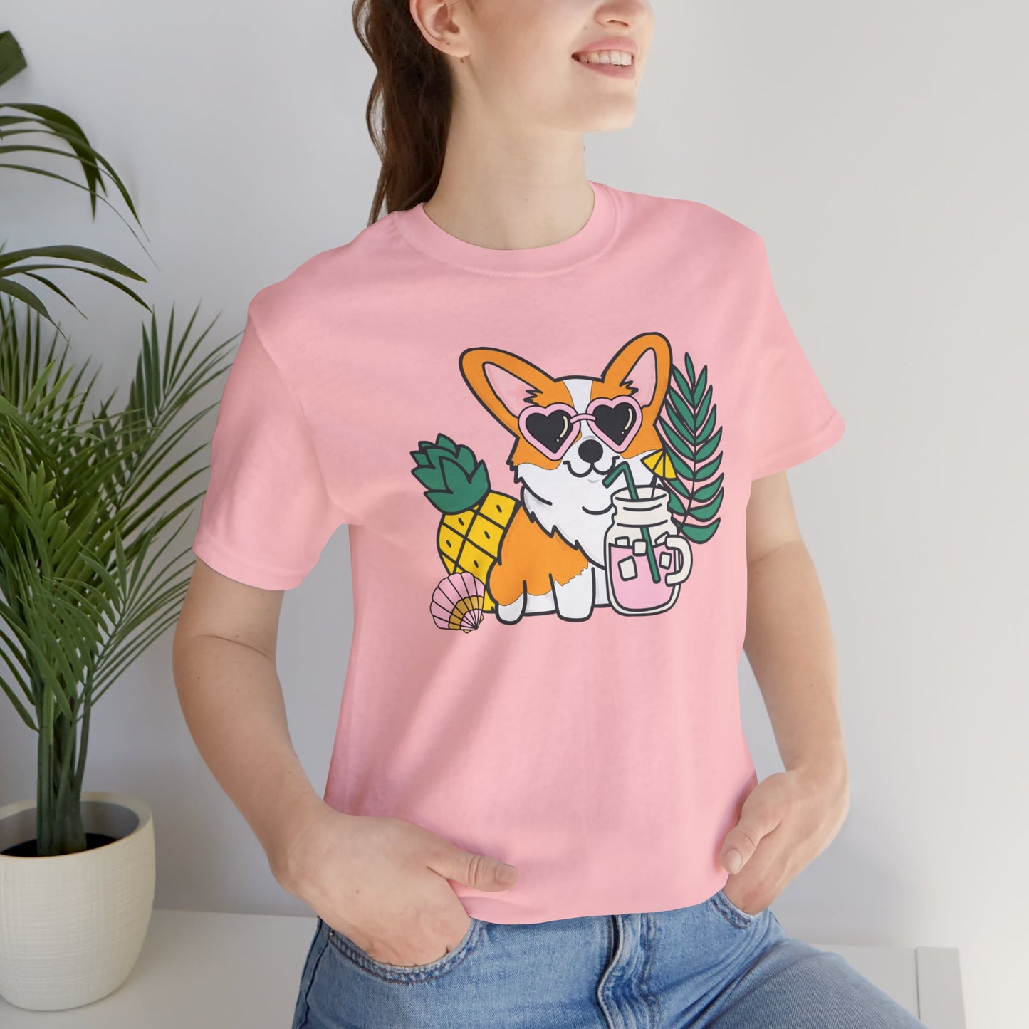 Summer Corgi Unisex Graphic Tee | Ladies Summer Break Tee | Beach Dog T-Shirt | Corgi Lover Gift | Pool Party Shirt | Womens Corgi Shirt