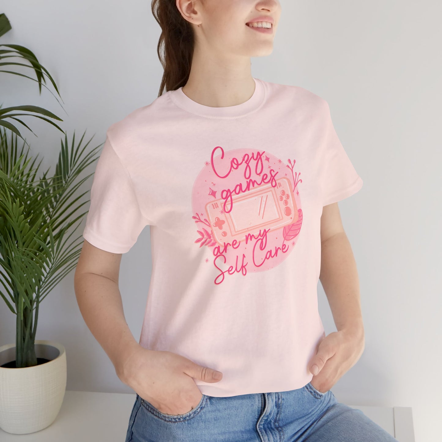 Cozy Games Are My Self Care Women's Tee - Gamer T-Shirt, Video Game Ladies Graphic T-Shirt, Comfortable Gaming Apparel, Unique Gamer Gift