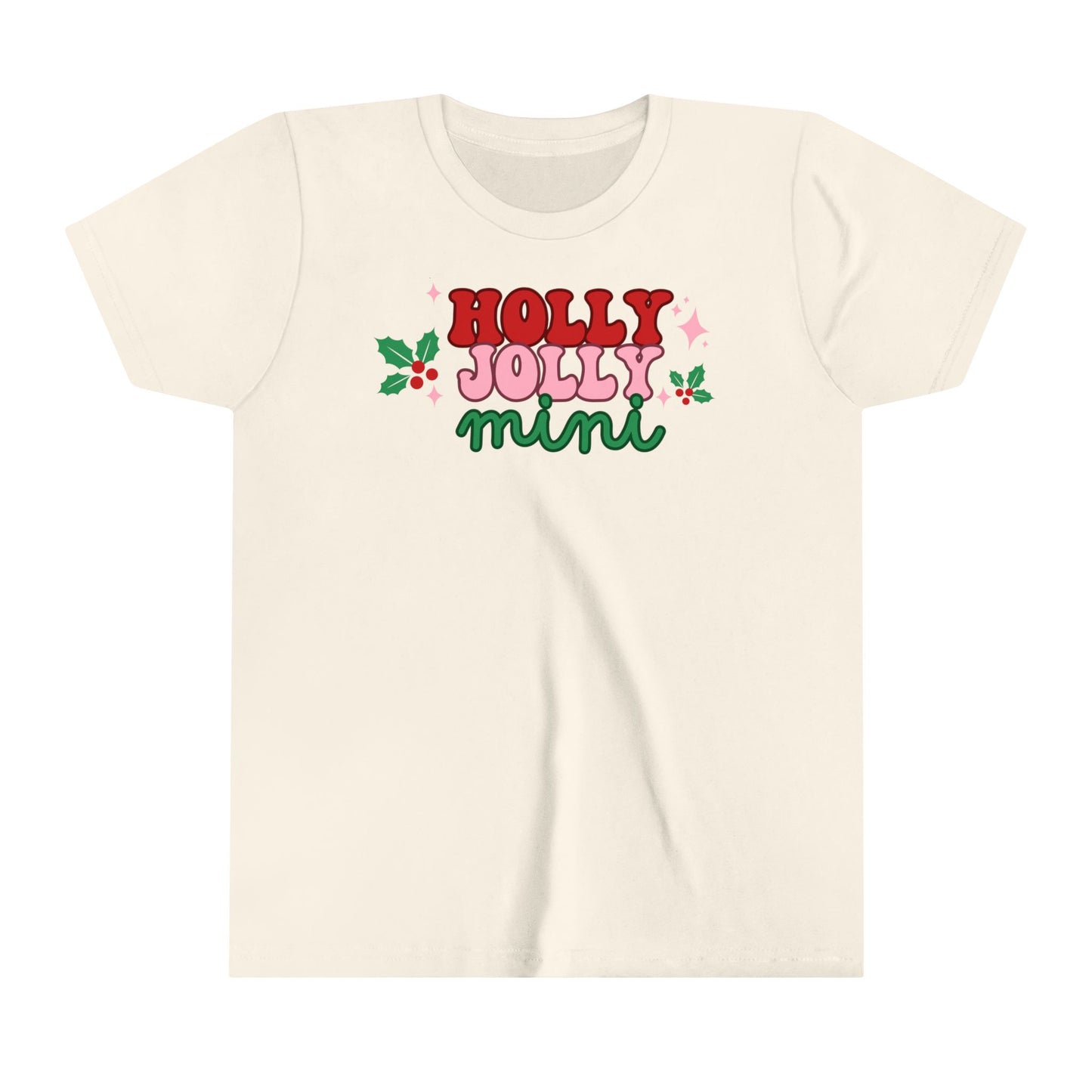 Holly Jolly Mini Christmas Youth Size Shirt | Festive Holiday Apparel for Mom and Daughter | Christmas Girls Tee