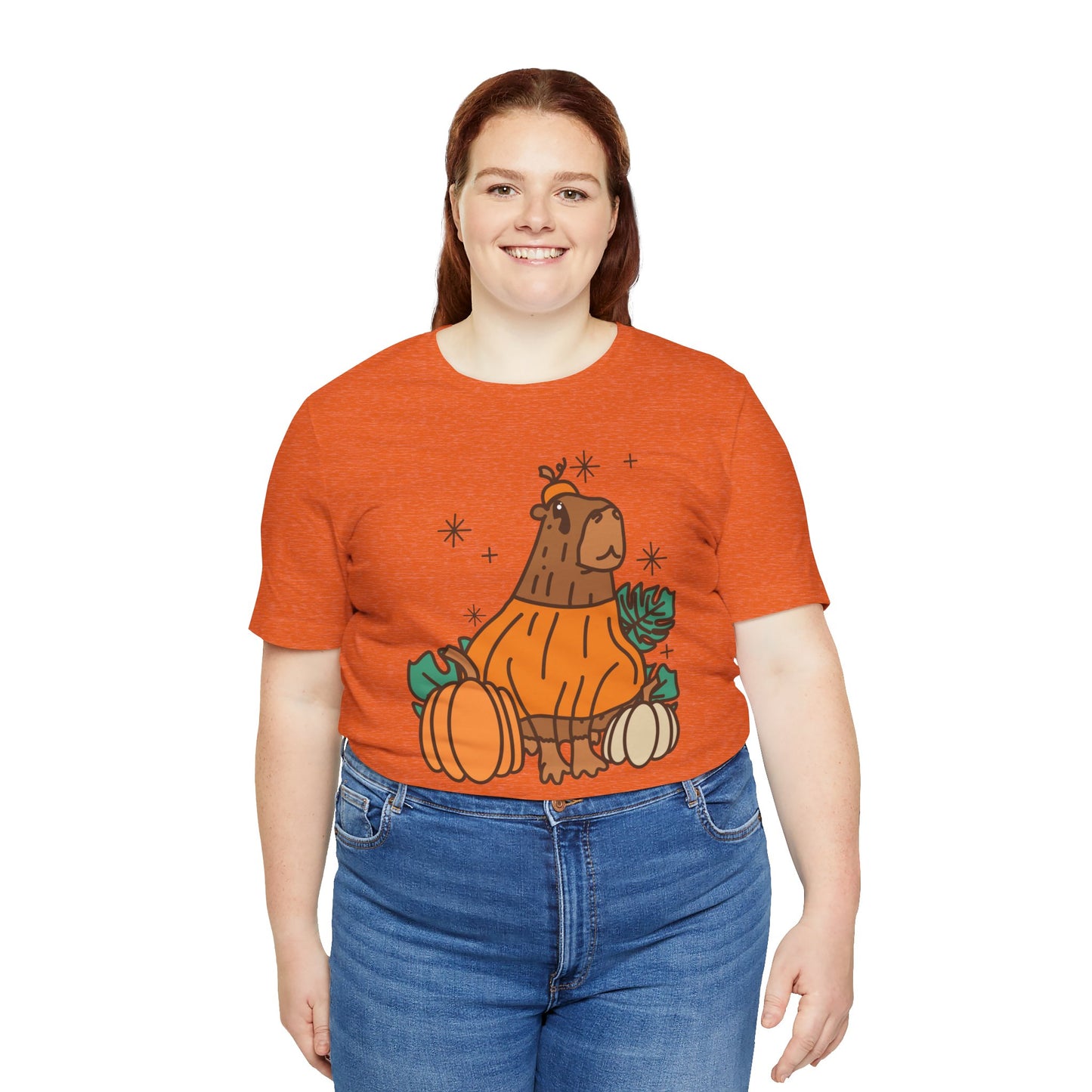 Capybara Pumpkin Halloween Unisex Fit Graphic Tee | Ladies Fall T-Shirt