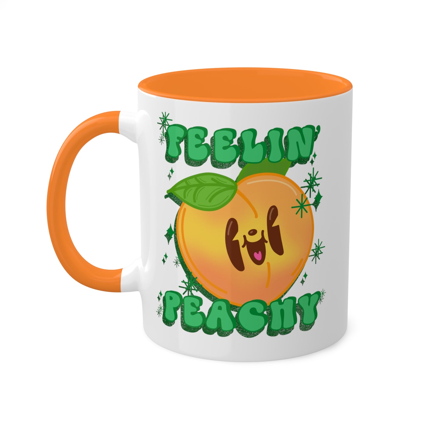 Feelin Peachy Coffee Mug - Cute Peach Design, Positive Vibes Tea Cup, Peach Gift, Unique Ceramic Mug for Happy Mornings and Cozy Evenings