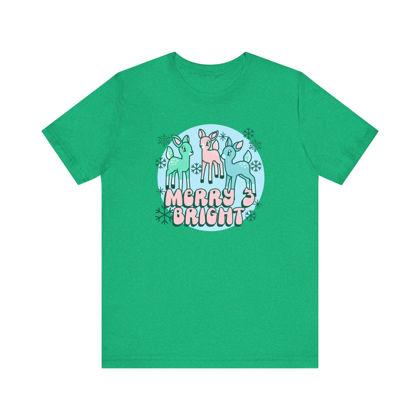 Pink Merry and Bright Reindeer Christmas Tee