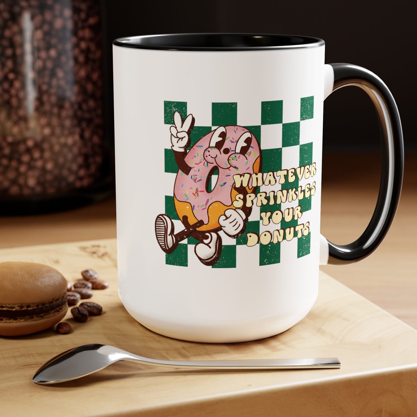 Whatever Sprinkles Your Donuts Coffee Mug with Donut Illustration | Gift for Coffee Lovers | Retro Doughnut mug