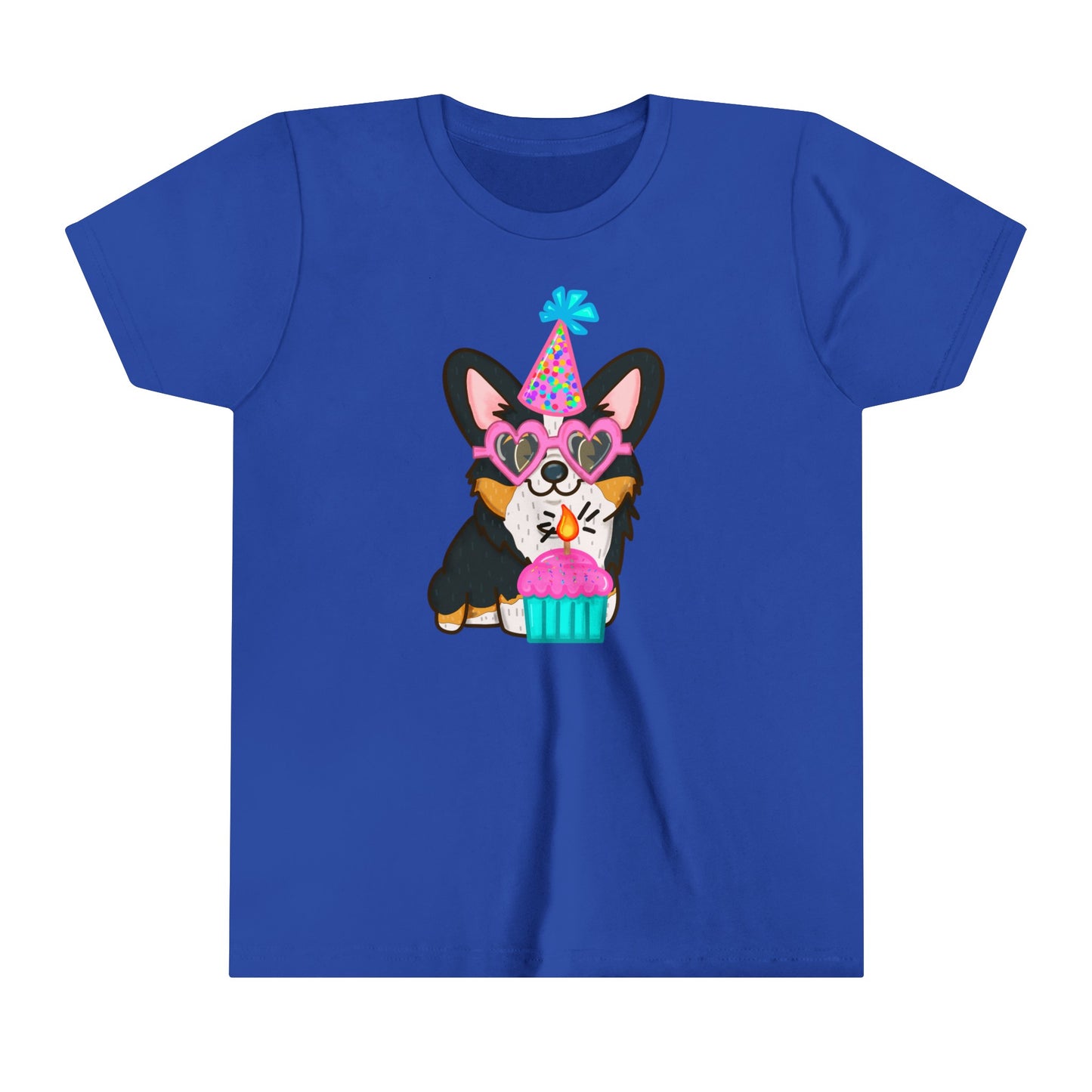 Kids Birthday Black Corgi Dog T-Shirt | Birthday Cake Shirt | Birthday Gift | Youth Corgi Graphic Tee | Kid Dog Lover Tee | Corgi Family Tee