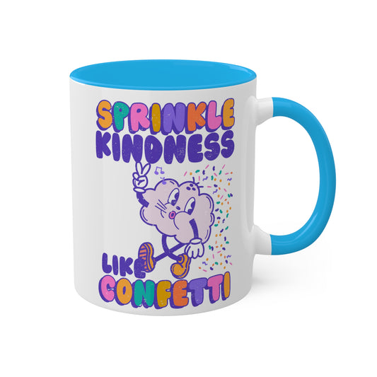 Sprinkle Kindness Like Confetti Coffee Mug - Inspirational Quote Tea Cup, Positive Vibes, Motivational Gift for Friends, Unique Office Mug