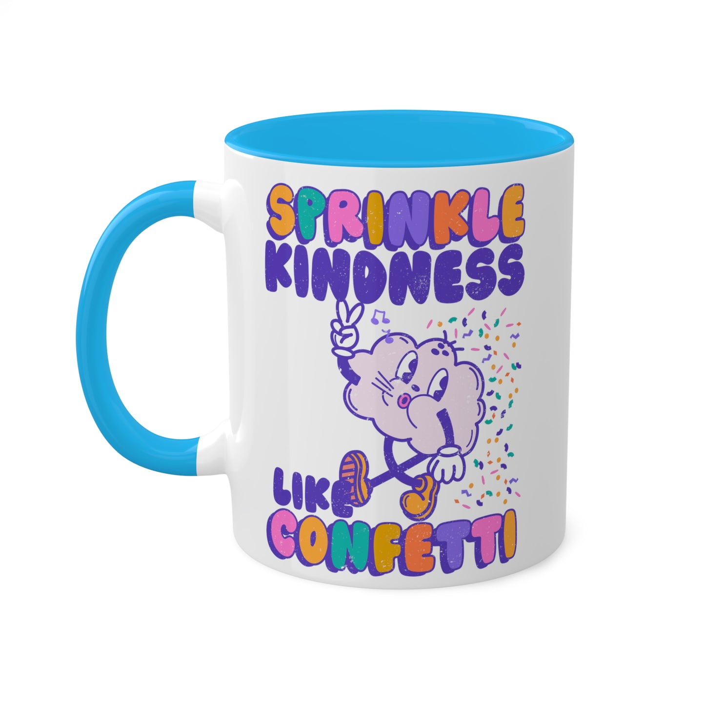 Sprinkle Kindness Like Confetti Coffee Mug - Inspirational Quote Tea Cup, Positive Vibes, Motivational Gift for Friends, Unique Office Mug