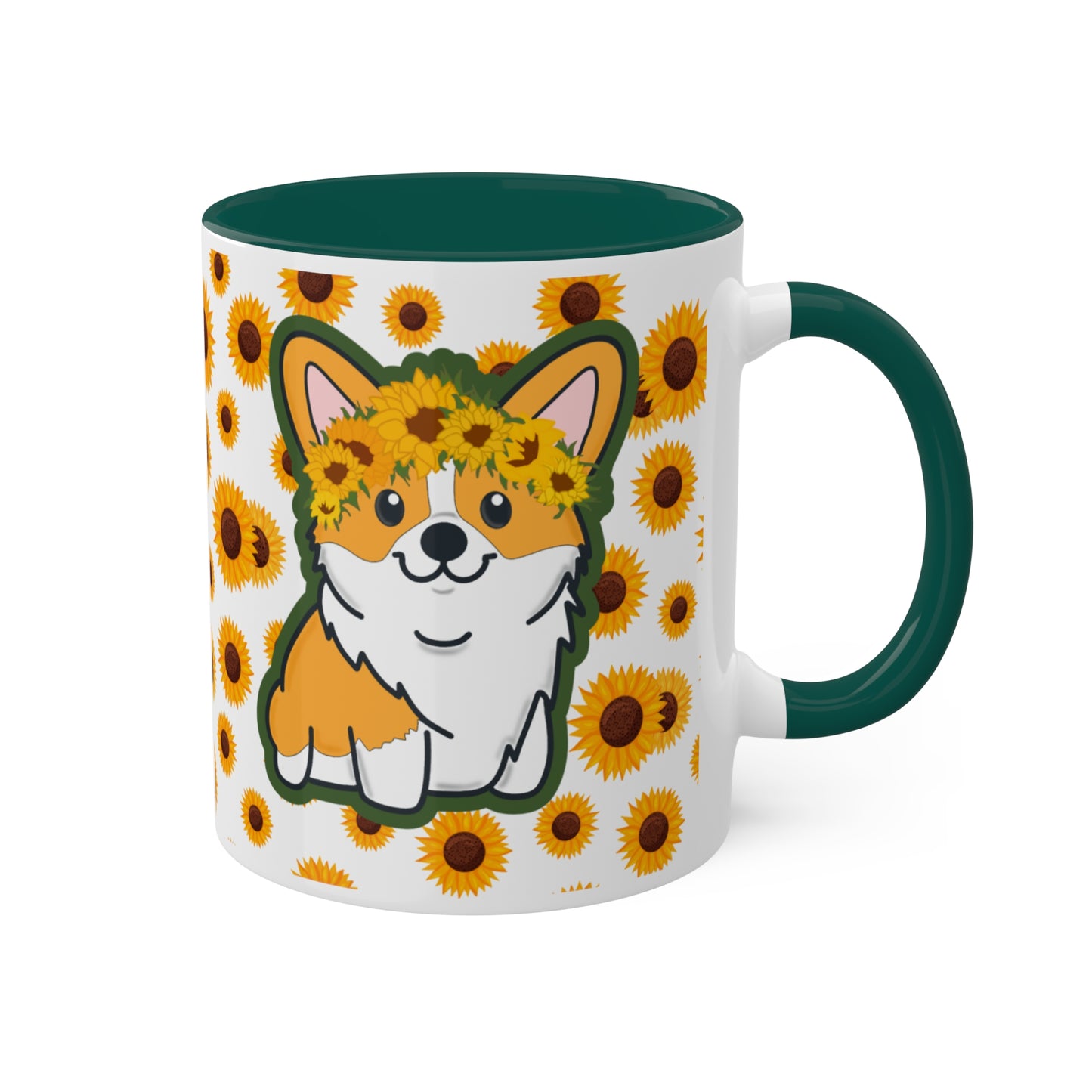 Sunflower Corgi Coffee Mug - Pembroke Welsh Corgi, Corgi Owner Gifts, Flower Crown Dog Gift, Corgi Kitchenware, Cute Dog Mug, Dog Lover Gift