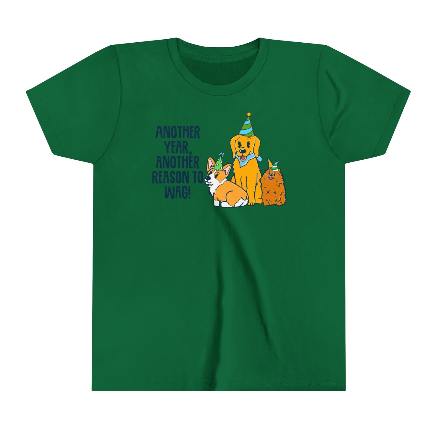 Kids Birthday Tee with Dogs - Another Year, Another Reason to Wag Shirt, Cute Dog Lover Gift, Children's Graphic T-Shirt, Pet Theme Apparel