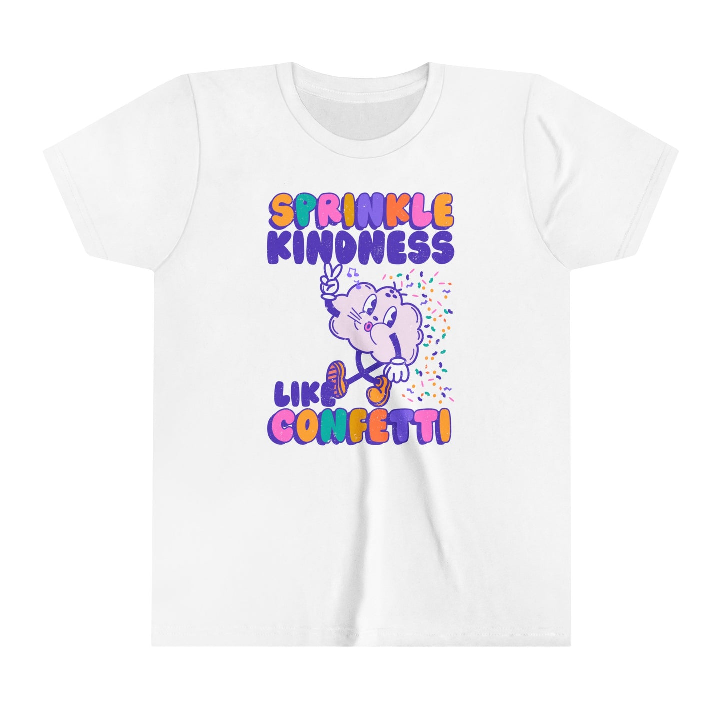 Kids Sprinkle Kindness Like Confetti Retro Tee | Inspirational Youth T-Shirt | Positive Vibes Kid Shirt | Kindness Kid Tee | Cloud tee