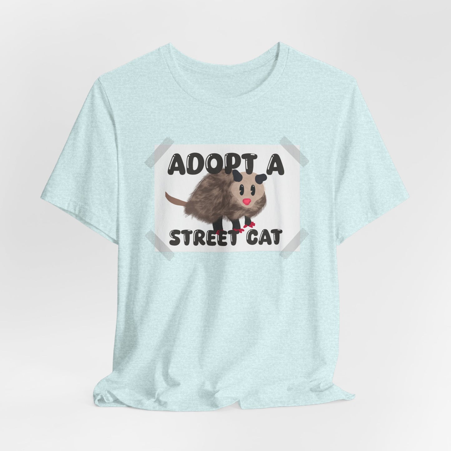 Adopt a Street Cat Graphic Tee with Possum - Animal Rescue T-Shirt, Cat Lover Gift, Cute Pet Adoption Shirt, Wildlife Advocate Apparel