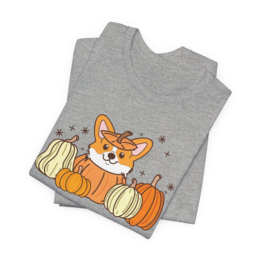 Corgi Pumpkin Halloween Unisex Fit Graphic Tee | Ladies Fall T-Shirt