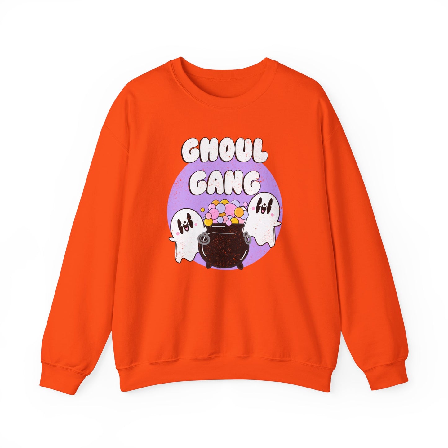 Ghoul Gang Spooky Season Pullover Sweatshirt | Ghost Retro Crewneck Adult Unisex Fit Sweatshirt