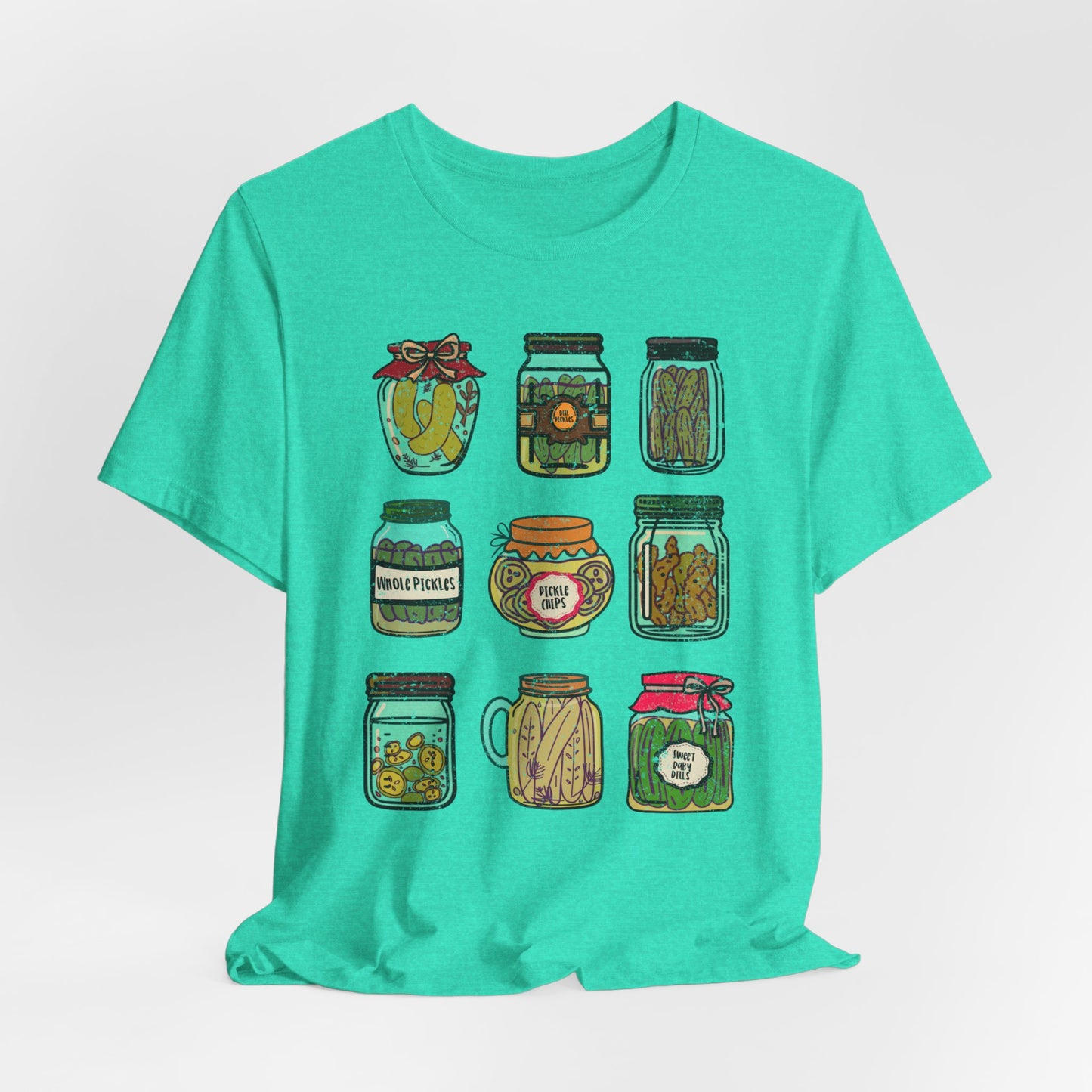 Pickle Jar Graphic Tee | Assorted Pickle Jar Design Tee |  Foodie Shirt for Pickle Enthusiasts | Pickle Gifts | Pickle Lover Graphic Shirt