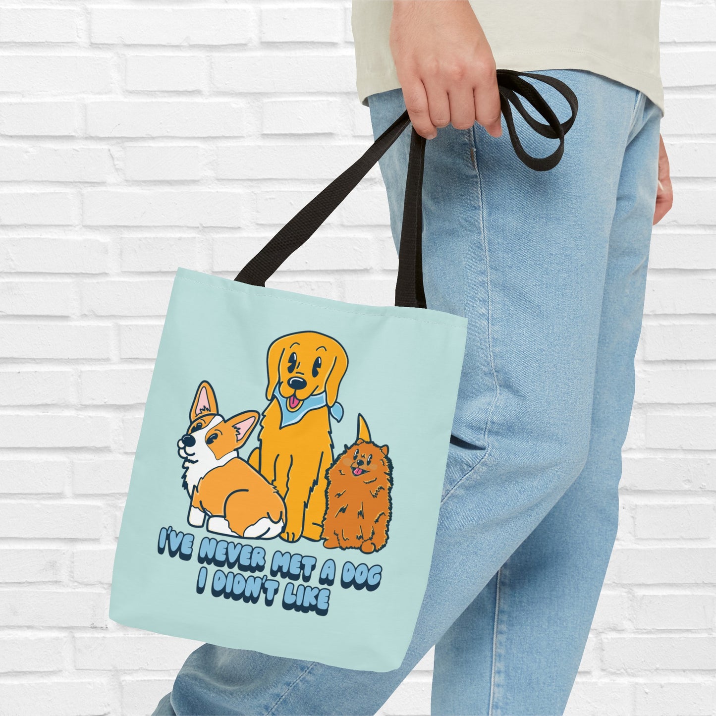 Dog Lover Tote Bag - I Never Met a Dog I Didn't Like, Pet Tote Bag, Cute Dog Print Bag | Reusable Shopping Bag, Dog Mom Gift