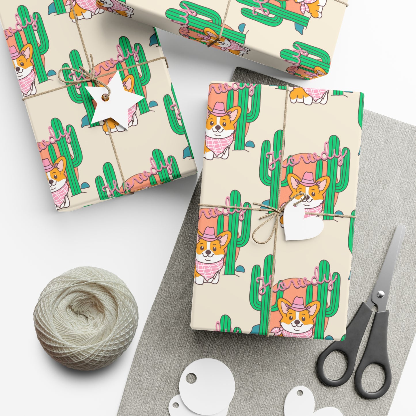 Gift Wrap Papers, Howdy Cowboy Corgi Design - Wrapping Sheets, Holiday Gift Wrap, Christmas Gift Paper, Birthday Present Wrap, Cute Animal