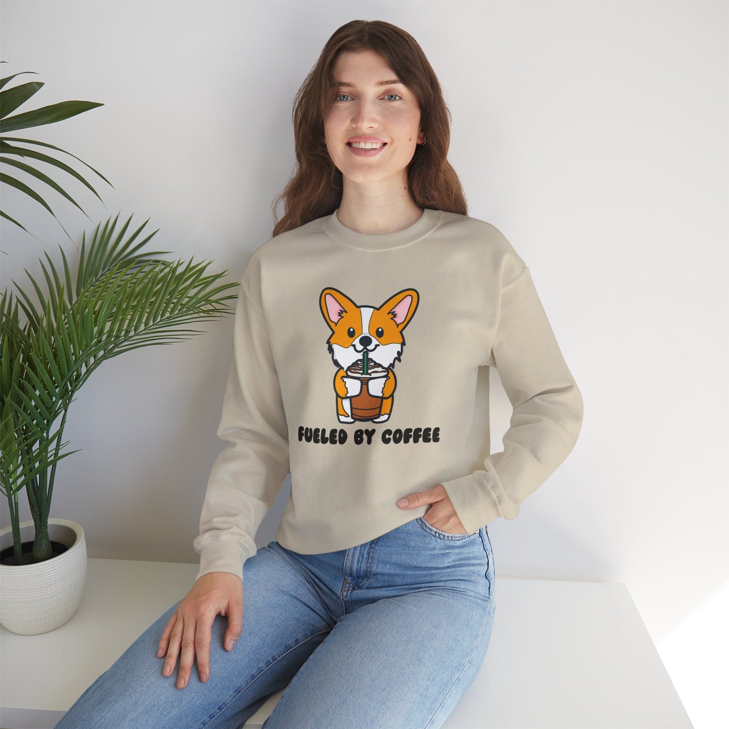 Corgi Coffee Unisex Heavy Blend Crewneck Sweatshirt | Iced Coffee Sweater | Coffee Pullover | Corgi Sweatshirt | Corgi Apparel | Corgi Gifts