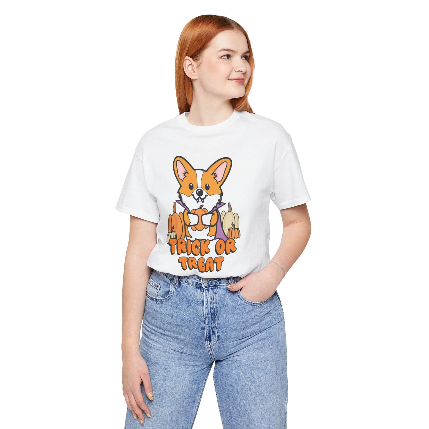 Corgi Vampire Halloween Unisex Fit Graphic Tee | Ladies Fall T-Shirt