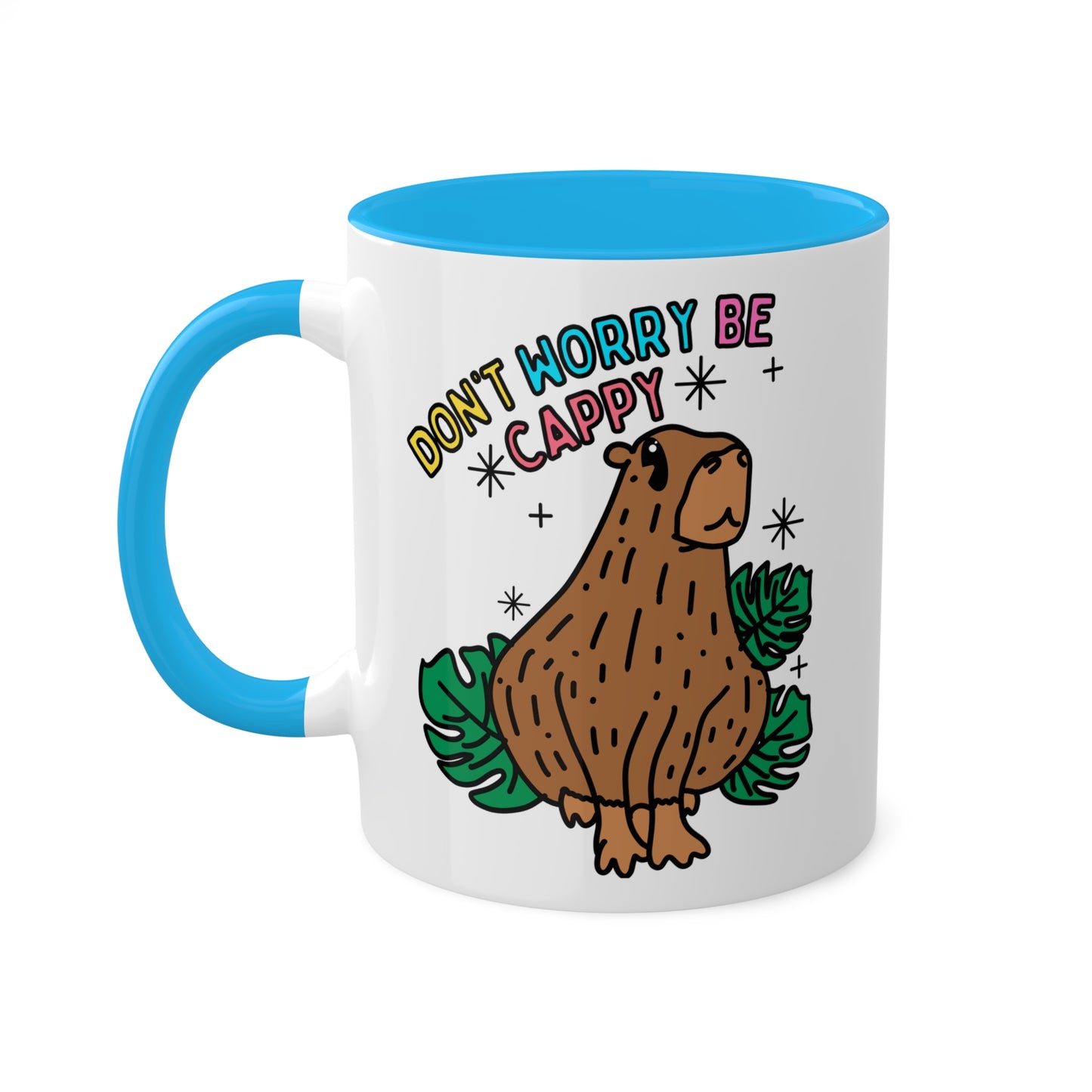 Capybara Inspirational Coffee Mug with color inside and color handles