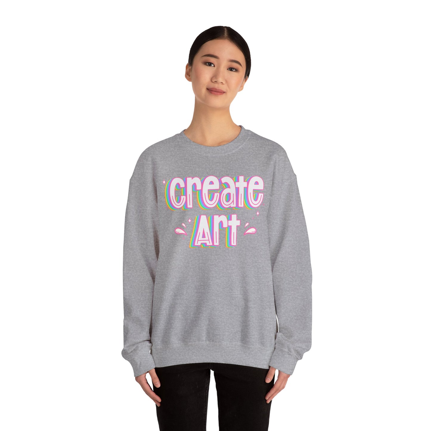 Create Art Unisex Heavy Blend Crewneck Sweatshirt | Art Colorful Sweater | Art Teacher Pullover | Artist Sweatshirt | Teacher Apparel