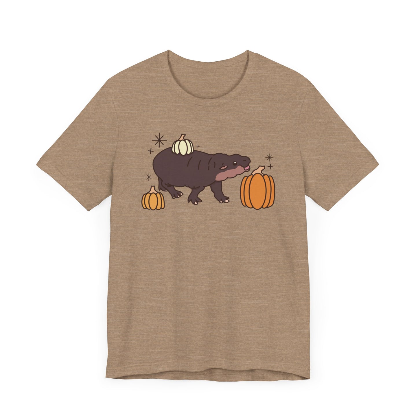 Pygmy Hippo Pumpkin Halloween Unisex Fit Graphic Tee | Ladies Fall T-Shirt