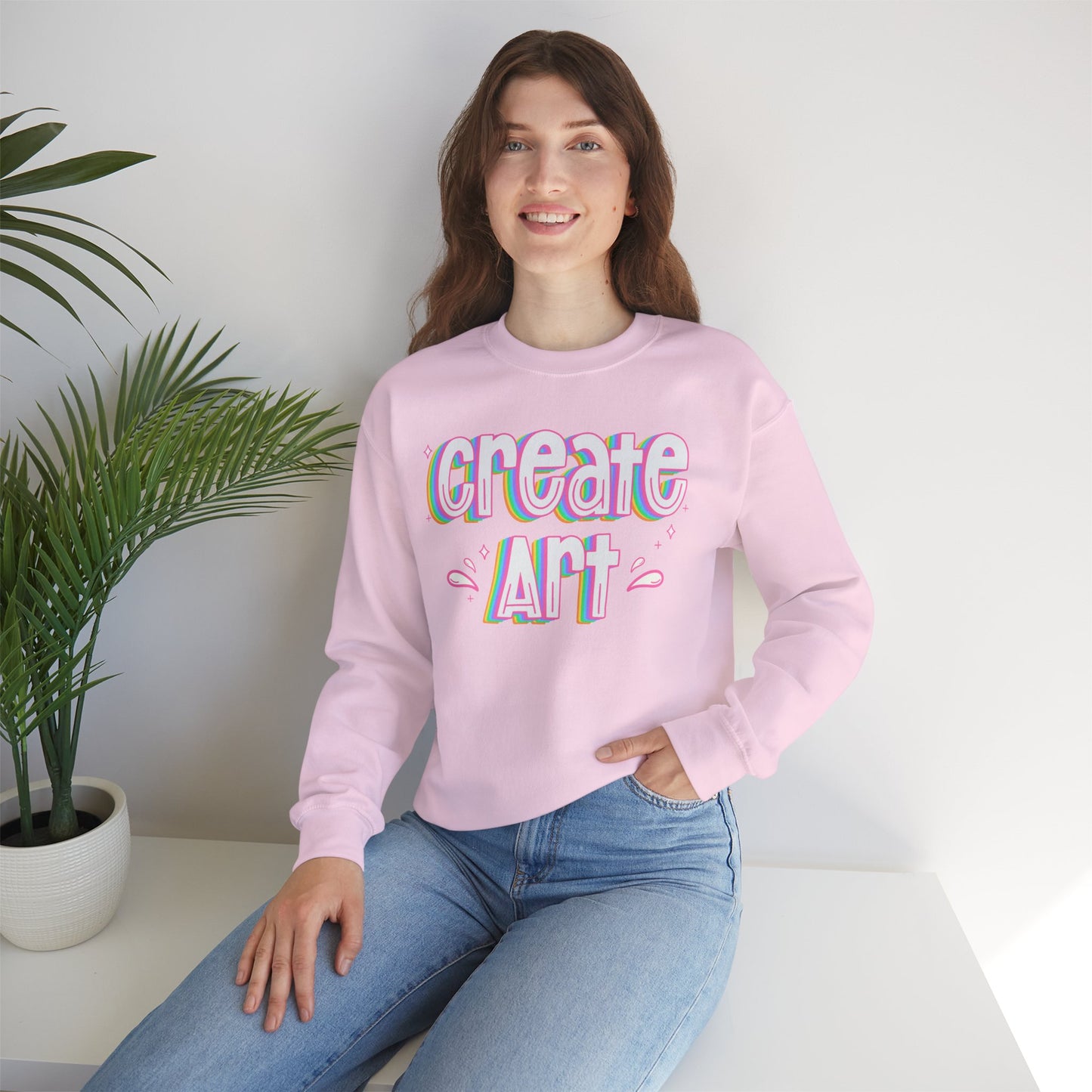 Create Art Unisex Heavy Blend Crewneck Sweatshirt | Art Colorful Sweater | Art Teacher Pullover | Artist Sweatshirt | Teacher Apparel