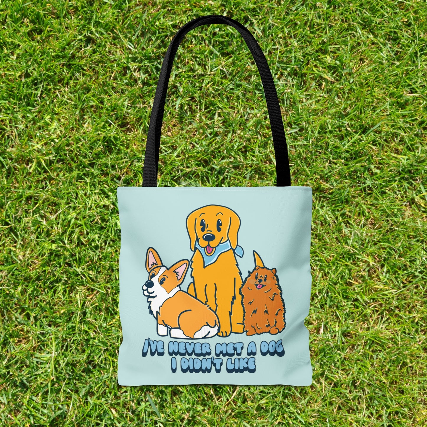 Dog Lover Tote Bag - I Never Met a Dog I Didn't Like, Pet Tote Bag, Cute Dog Print Bag | Reusable Shopping Bag, Dog Mom Gift