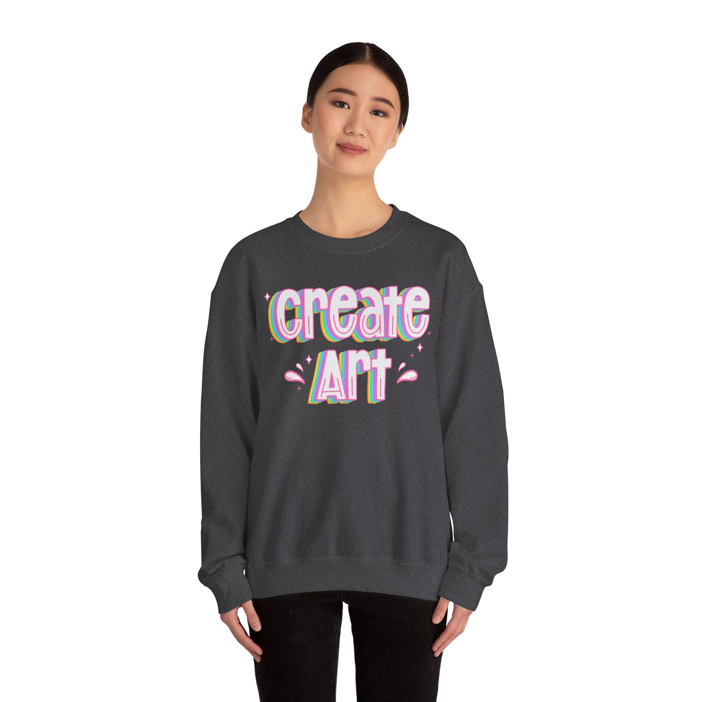 Create Art Unisex Heavy Blend Crewneck Sweatshirt | Art Colorful Sweater | Art Teacher Pullover | Artist Sweatshirt | Teacher Apparel