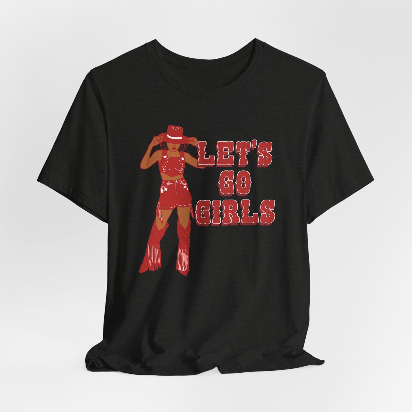 Let's Go Girls Black Cowgirl Western Graphic Tee | Afro Cowgirl Graphic T-Shirt