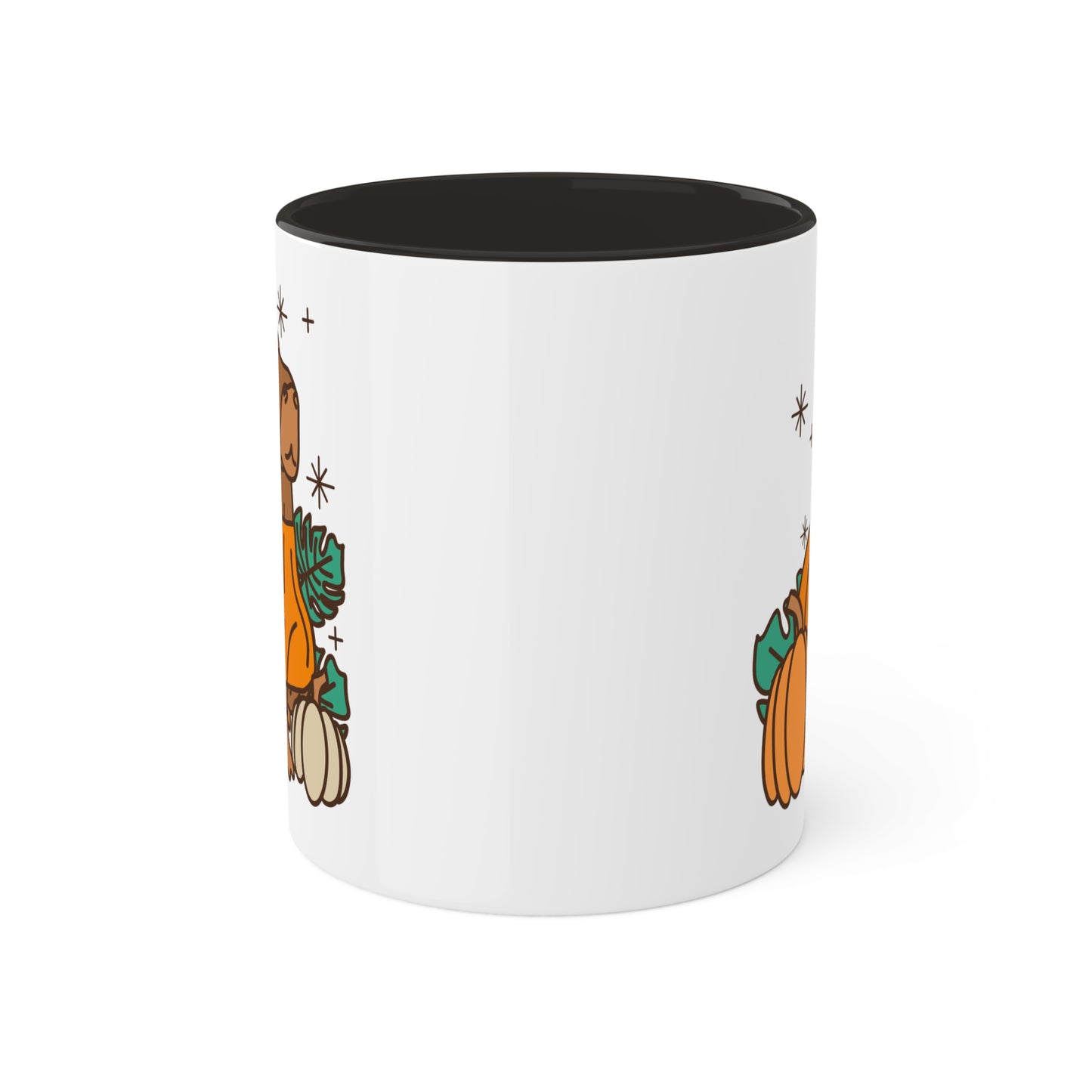 Pumpkin Capybara Fall Coffee Mug with color inside and color handles