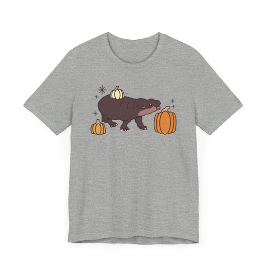 Pygmy Hippo Pumpkin Halloween Unisex Fit Graphic Tee | Ladies Fall T-Shirt