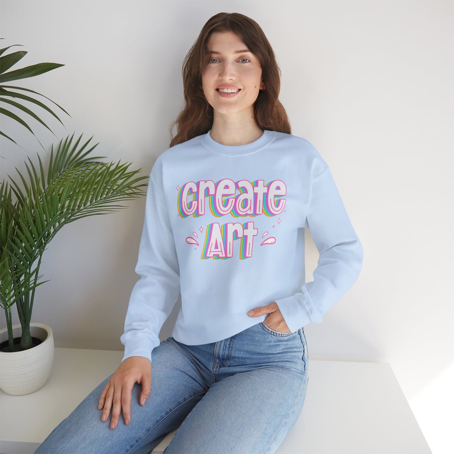 Create Art Unisex Heavy Blend Crewneck Sweatshirt | Art Colorful Sweater | Art Teacher Pullover | Artist Sweatshirt | Teacher Apparel