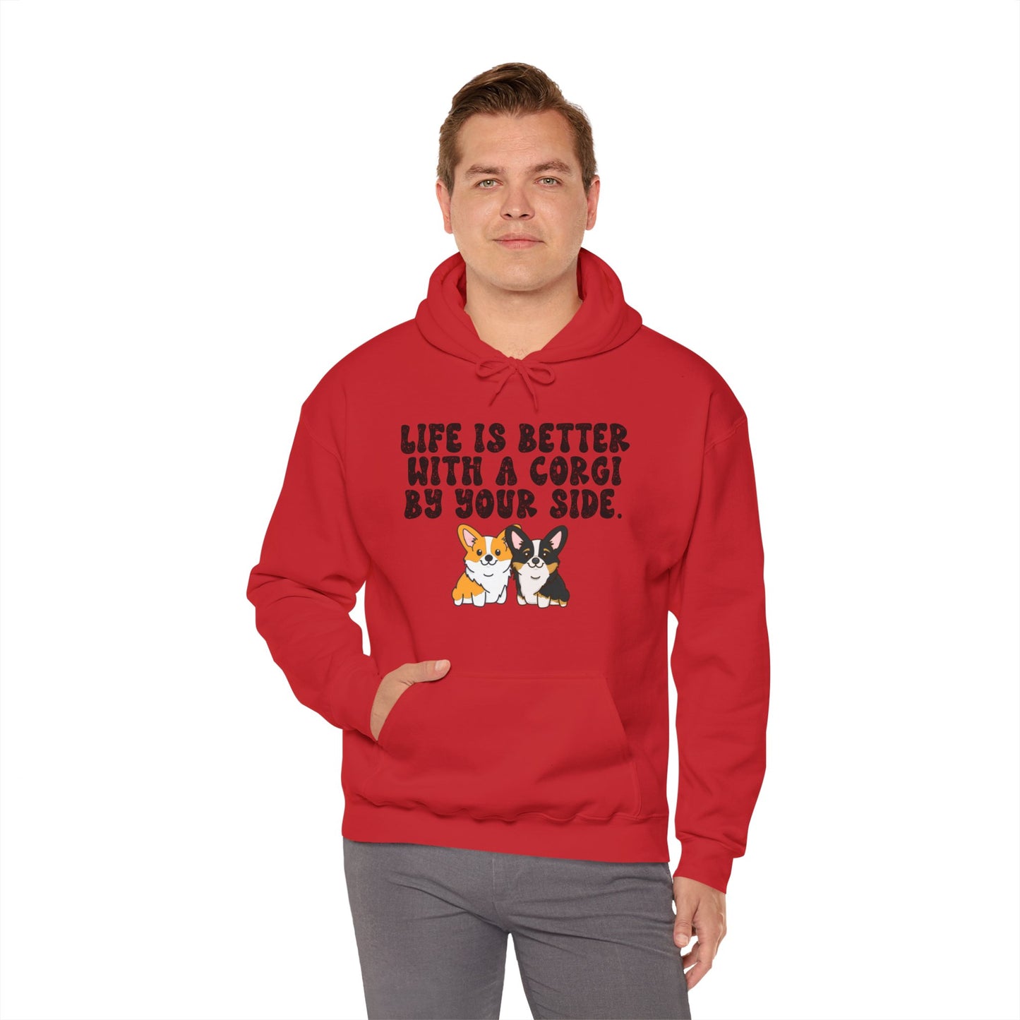 Life is Better with a Corgi By Your Side Unisex Hooded Sweatshirt - Cute Dog Lover Apparel, Corgi Owner Gift, Cozy Pet Hoodie