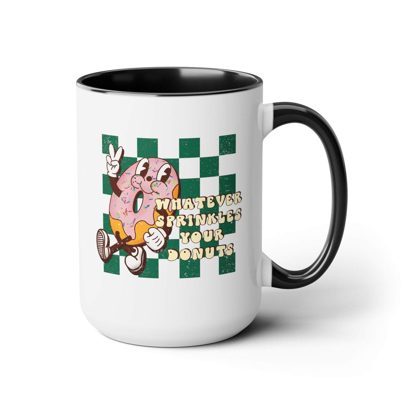 Whatever Sprinkles Your Donuts Coffee Mug with Donut Illustration | Gift for Coffee Lovers | Retro Doughnut mug