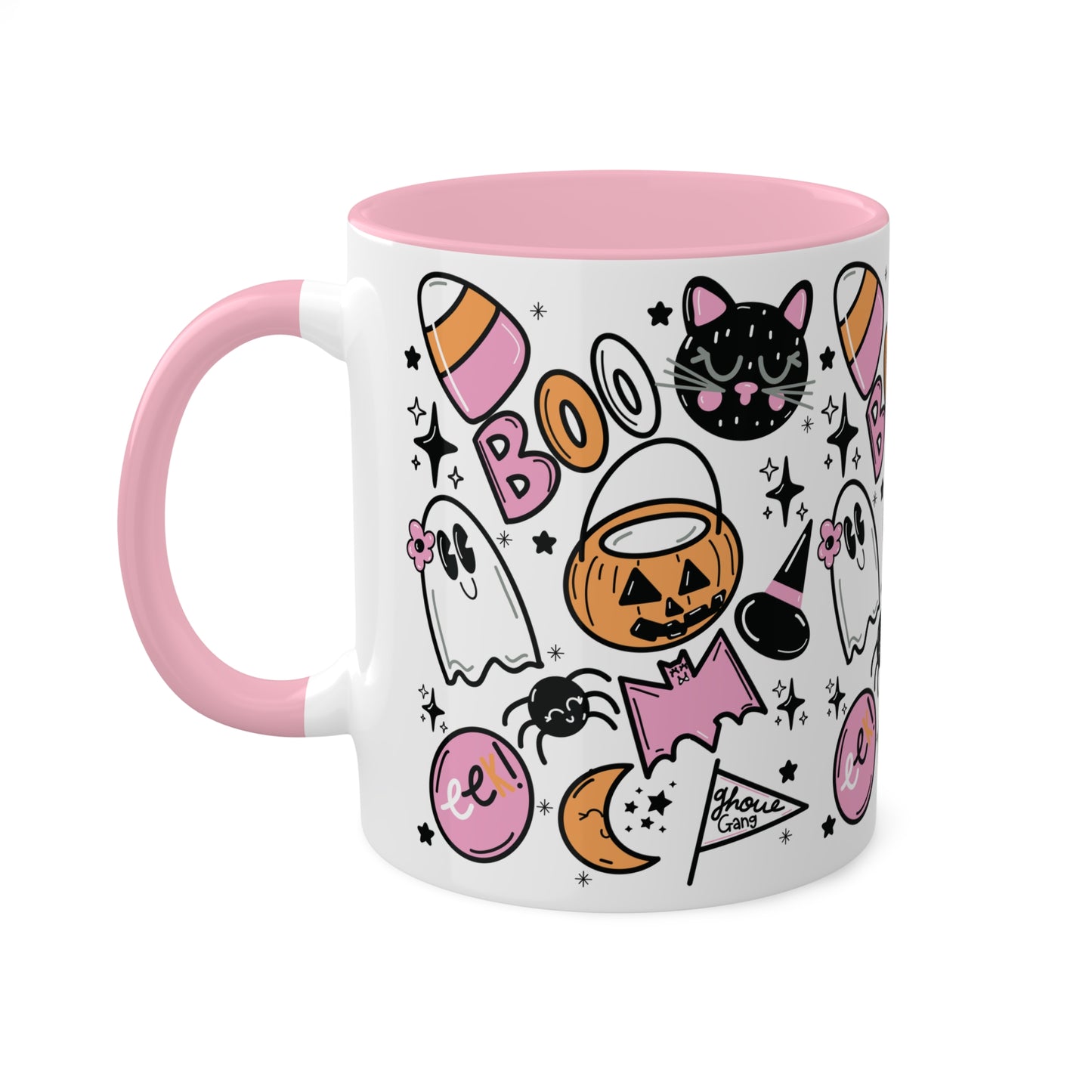 Spooky Season Coffee Mug with color inside and color handles