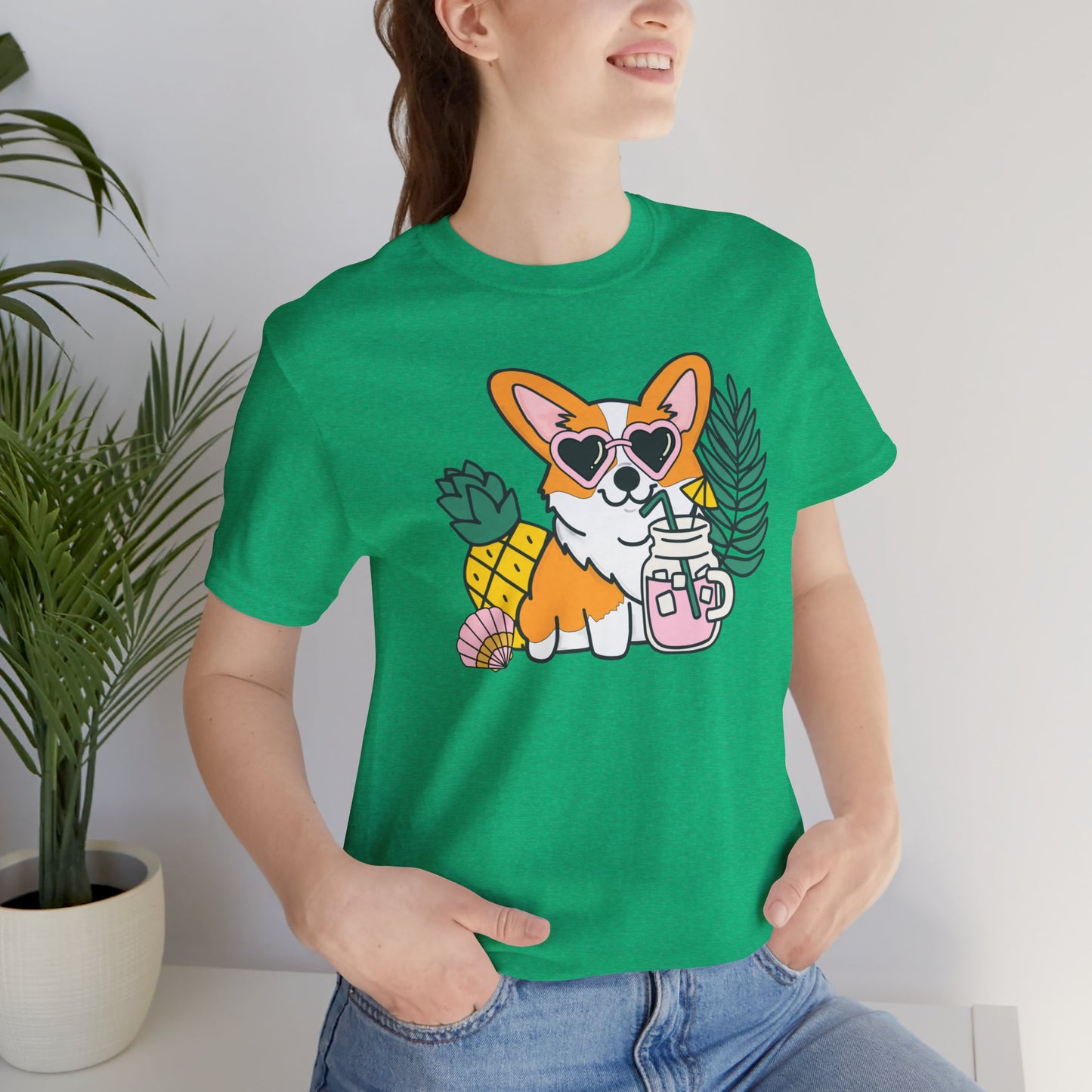 Summer Corgi Unisex Graphic Tee | Ladies Summer Break Tee | Beach Dog T-Shirt | Corgi Lover Gift | Pool Party Shirt | Womens Corgi Shirt