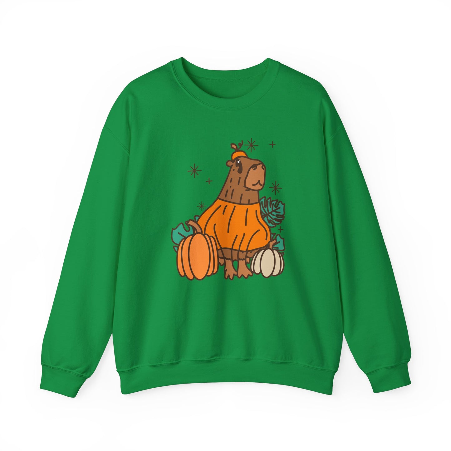 Capybara Pumpkin Spooky Season Pullover Sweatshirt | Pumpkin Crewneck Adult Unisex Fit Sweatshirt