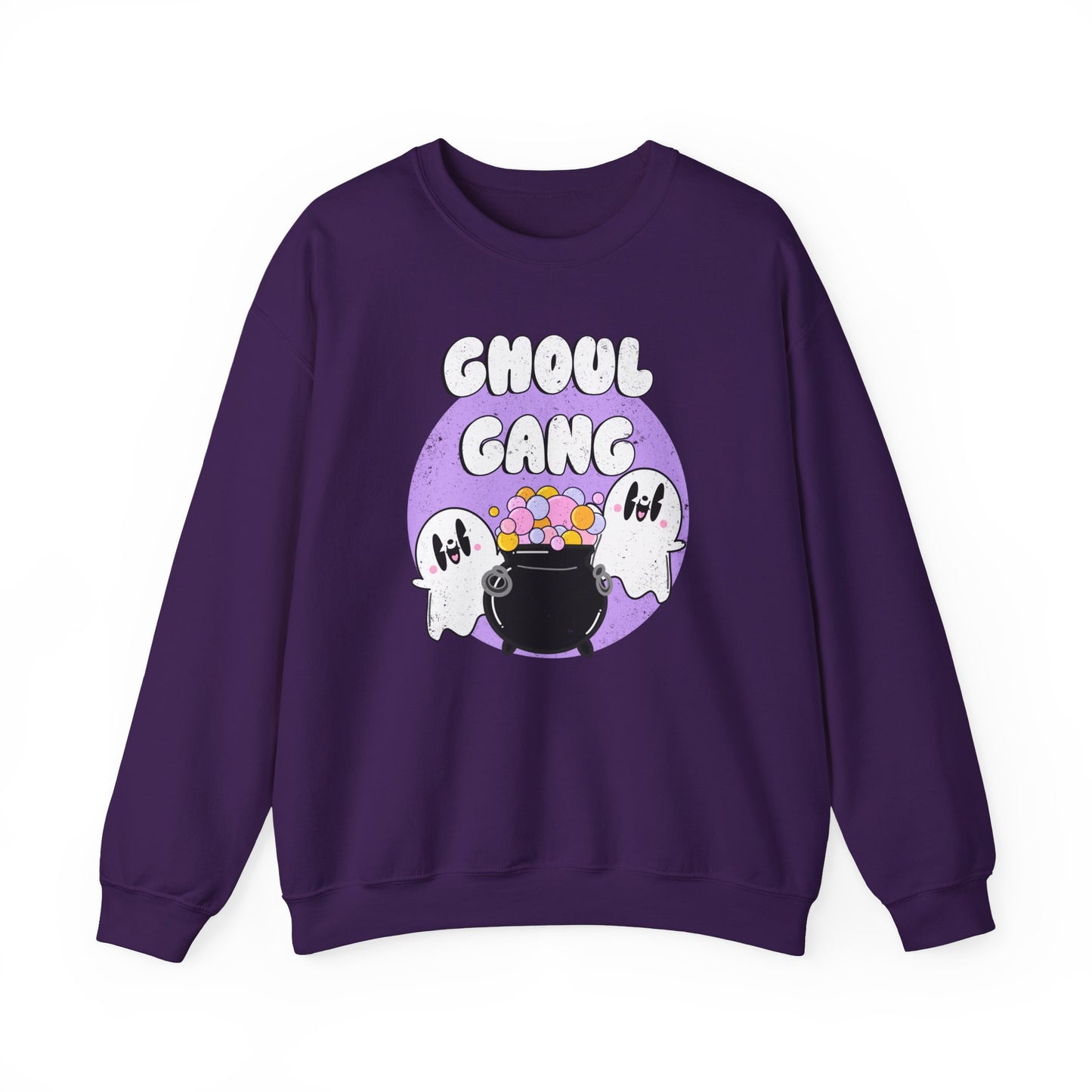 Ghoul Gang Spooky Season Pullover Sweatshirt | Ghost Retro Crewneck Adult Unisex Fit Sweatshirt