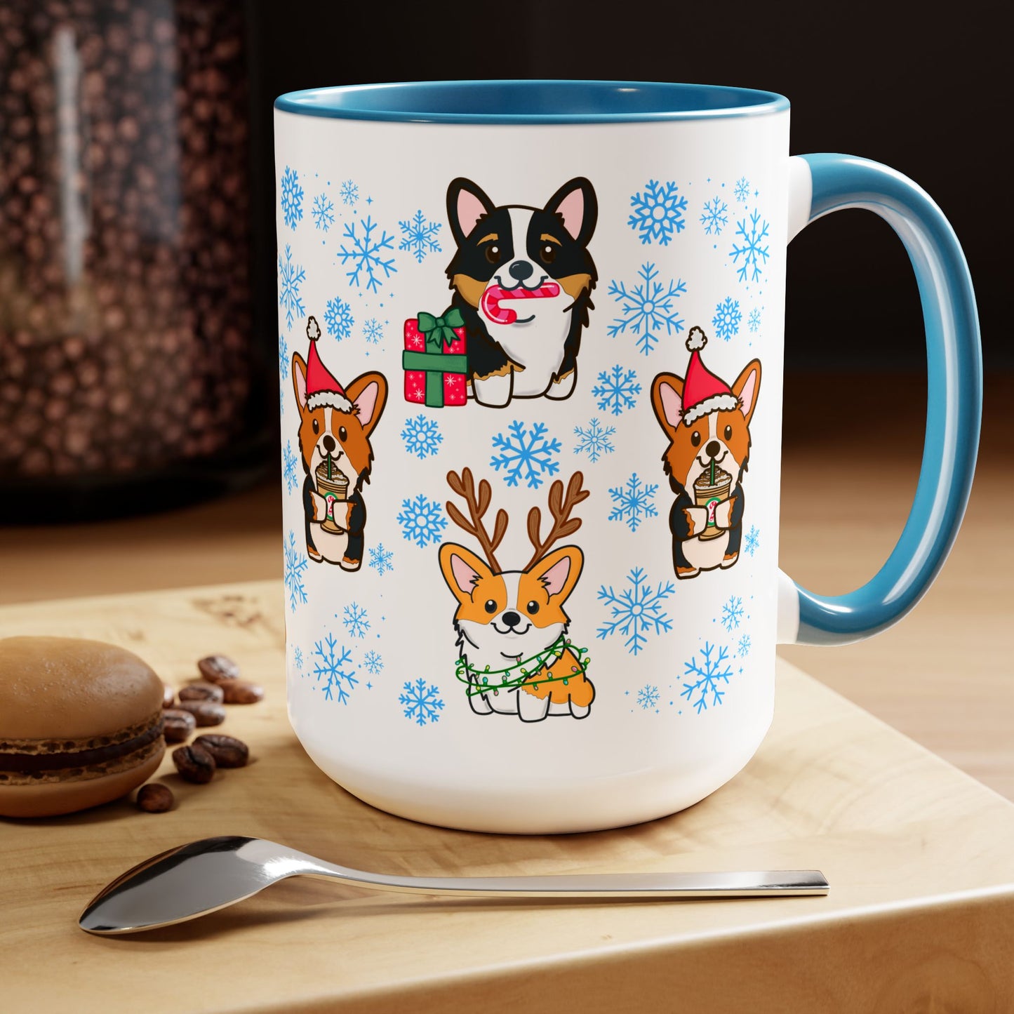 Merry Corgi Christmas Coffee Mug | Corgi Dog X-Mas Mug | Christmas Movie Watching Mug | Christmas Eve Gifts | Hot Cocoa Mug