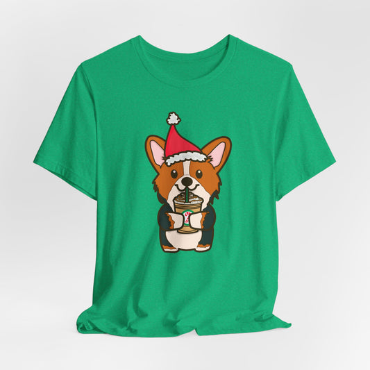 Christmas Red Tri-Color Corgi Dog  T-shirt | Dog Christmas Shirt | Matching Christmas Shirts | Ladies Christmas Tee | Family Christmas Holiday Shirt