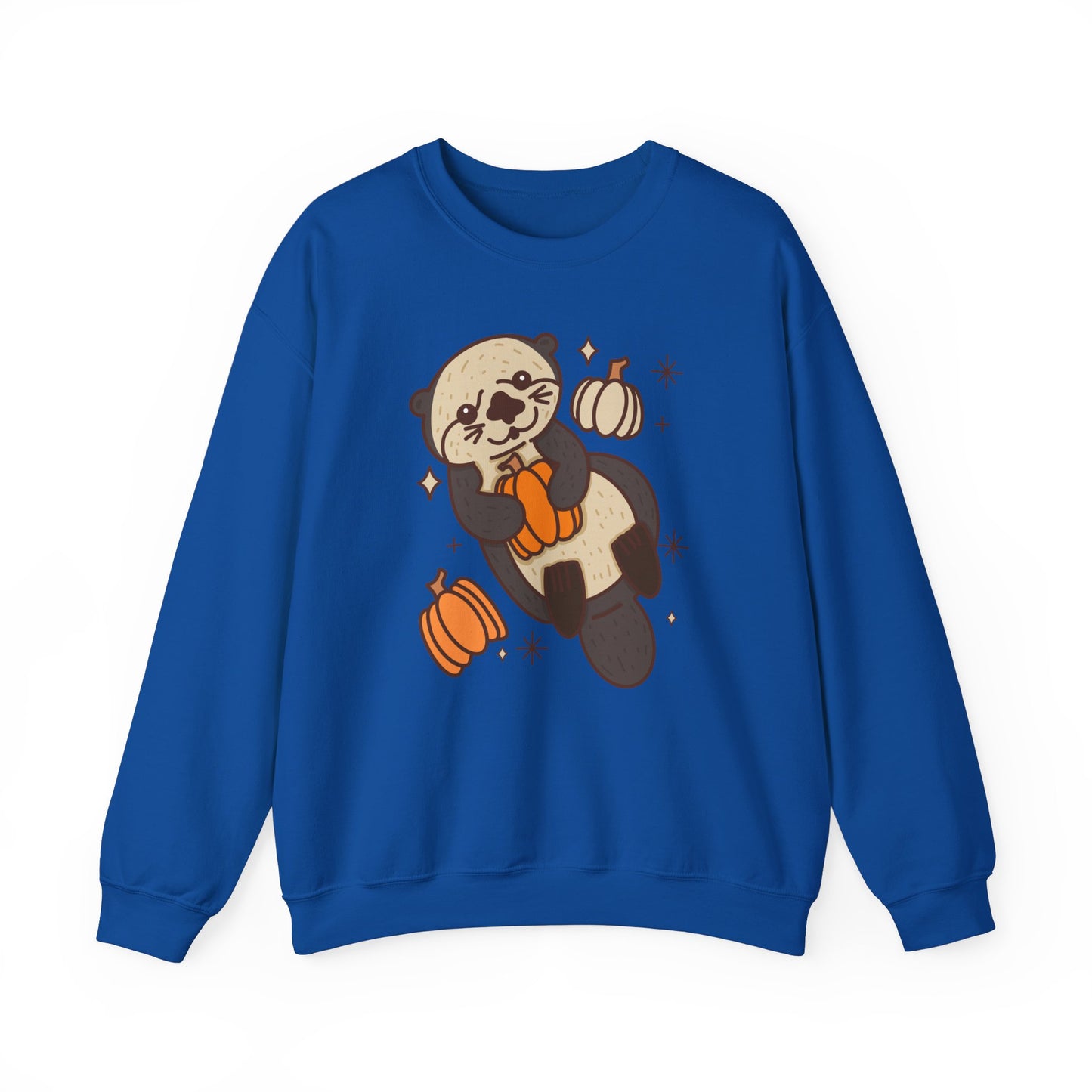 Sea Otter Pumpkin Spooky Season Pullover Sweatshirt | Pumpkin Crewneck Adult Unisex Fit Sweatshirt