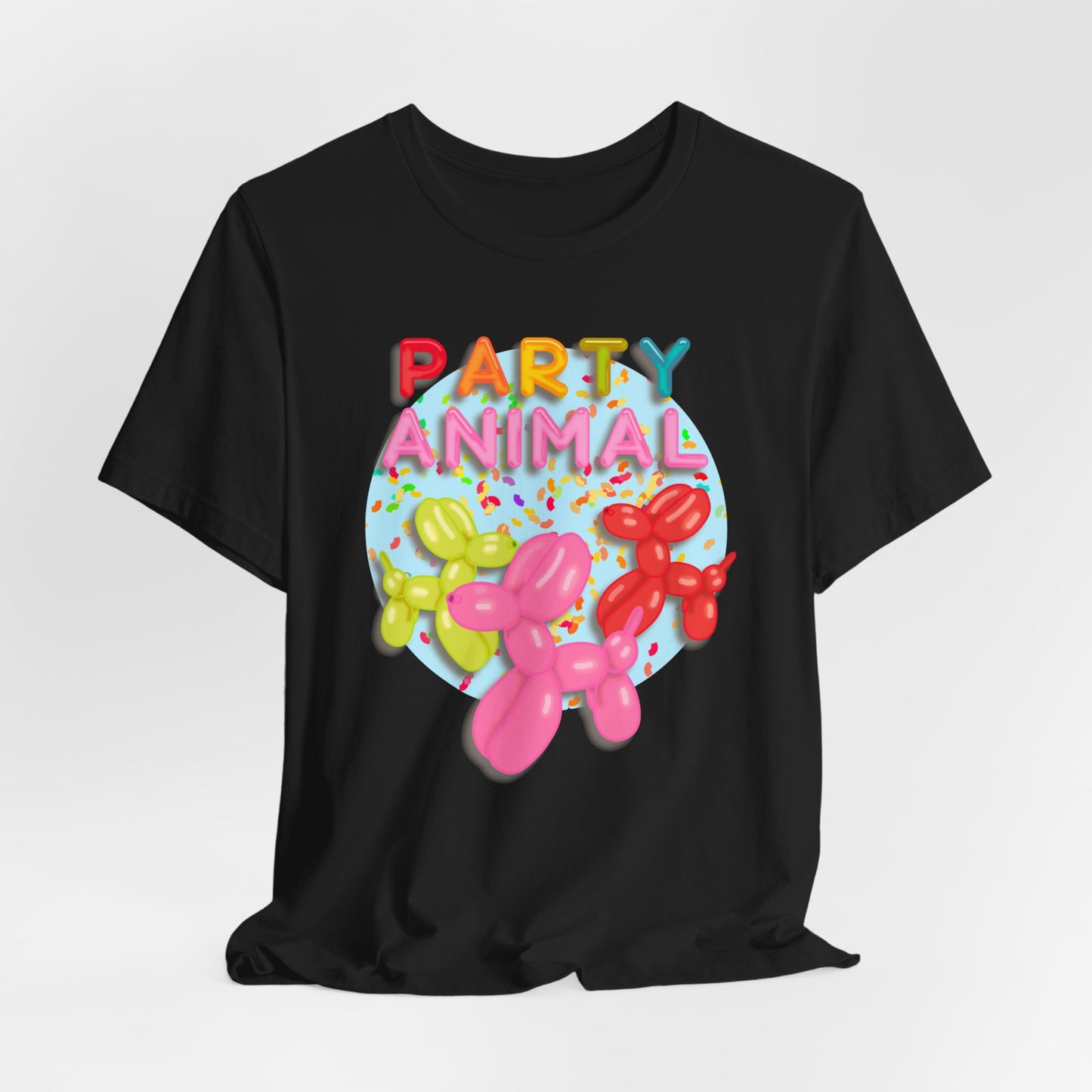 Party Animal Balloon Dog Birthday Graphic Tee - Fun Celebration Shirt | Balloon Lover Gift | Unisex Tee for Birthdays and Special Occasions